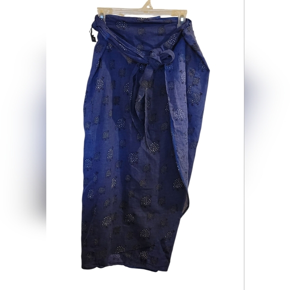 Zimbabaooba  Navy Blue Printed Women's Wrap-around Skirt - Picture 1 of 6